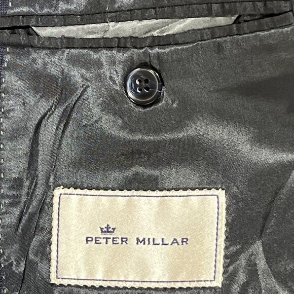 Peter Millar Suit Jacket Blazer Mens 46T Blue Plaid Two Button Double Vent - Picture 13 of 16